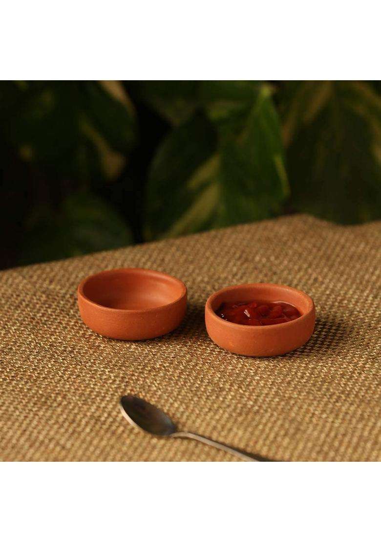 SHRIYAM CRAFTS Clay Katori Serving Bowl Chatni Bowls | 500 ml | 16.9 fl oz | Pack of 2 - Indya