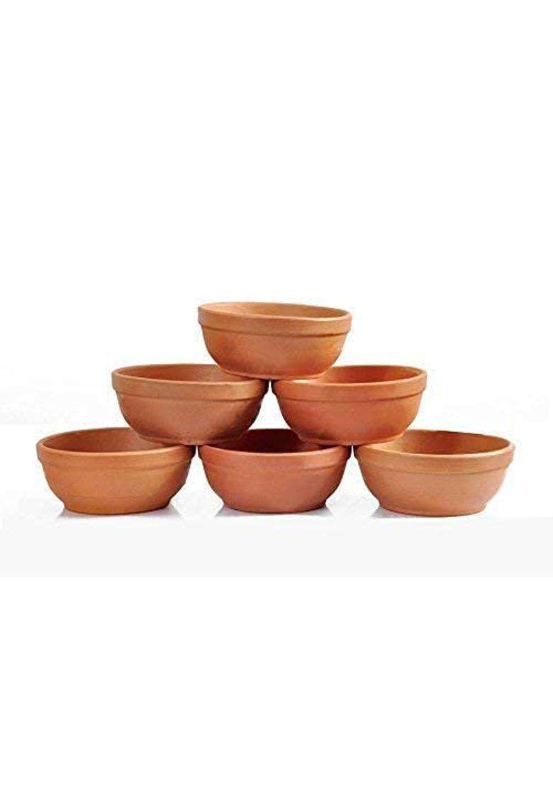 SHRIYAM CRAFTS Clay Katori Serving Bowl Earthenware Bowl for Serving Curd | 300 ml | 10.1 fl oz | Pack of 2 - Indya