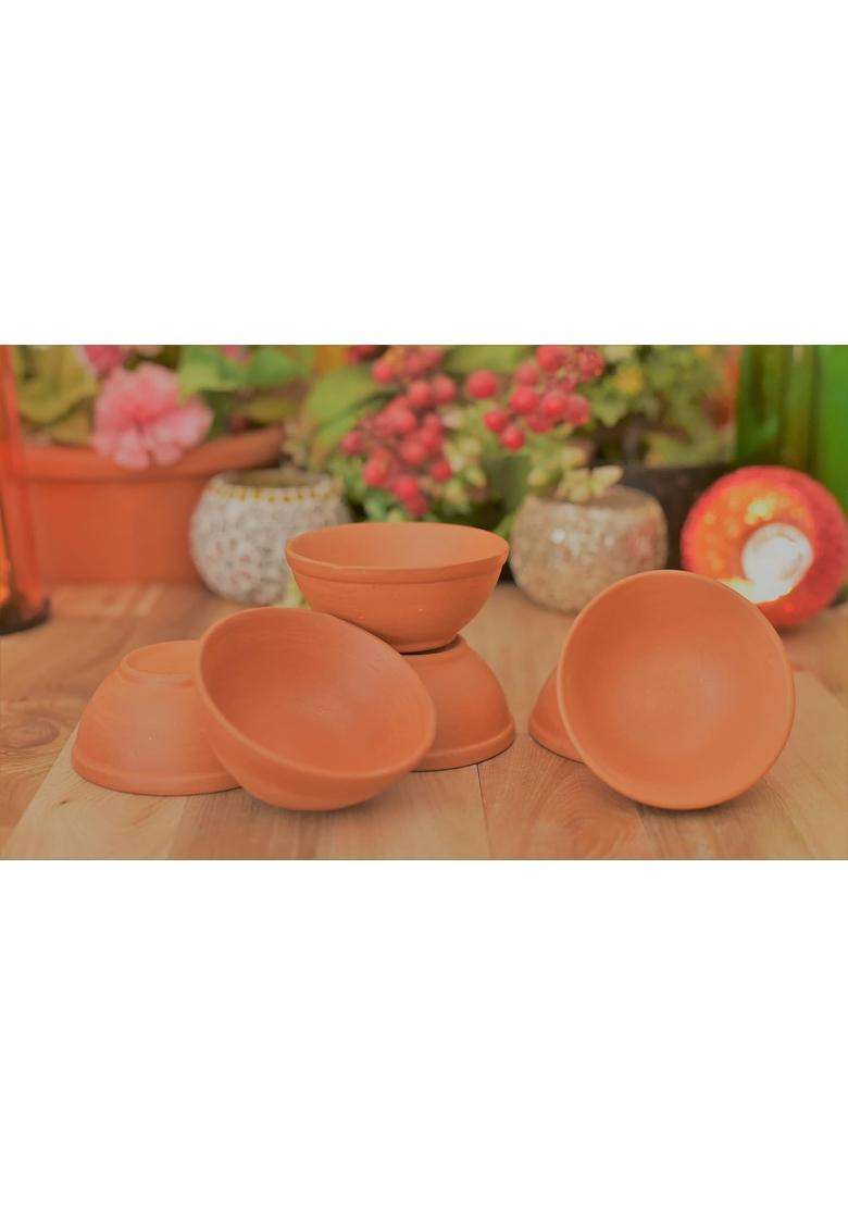 SHRIYAM CRAFT Shriyam Clay Katori Serving Bowl Earthenware Bowl for Serving Curd | 300 ml | 10.1 fl oz | Pack of 6 - Indya