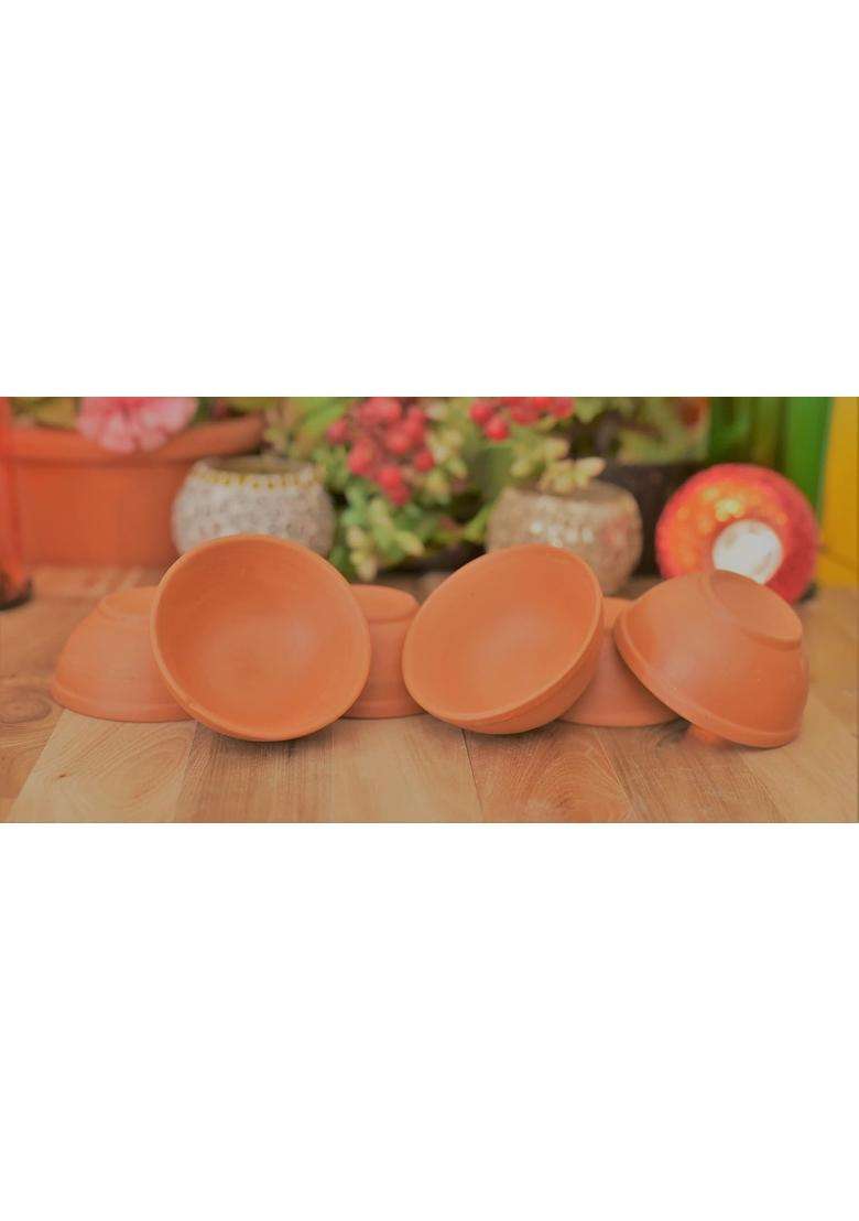 SHRIYAM CRAFT Shriyam Clay Katori Serving Bowl Earthenware Bowl for Serving Curd | 300 ml | 10.1 fl oz | Pack of 6 - Indya