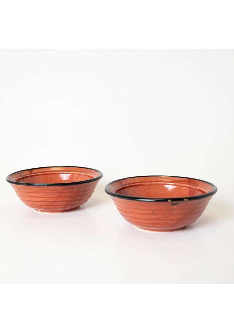 KALAKRITI Rustic Terracotta Ceramic Serving Bowl | 200 ml | 6.8 fl oz | Microwave Safe - Indya