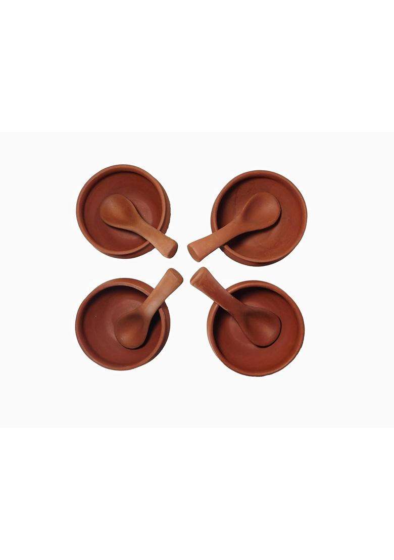 KSI Terracotta Clay Katori Set | 250 ml | 8.5 fl oz | Pack of 4 | Handcrafted - Indya