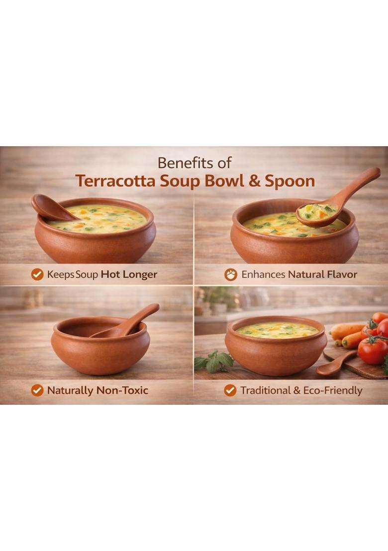 KSI Terracotta Clay Katori Set | 250 ml | 8.5 fl oz | Pack of 4 | Handcrafted - Indya