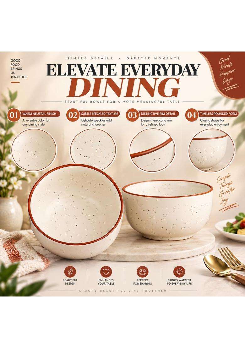 Drumstone Speckled Serving Bowls | 2-Piece Set - Indya