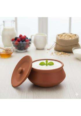 SHRIYAM CRAFT Terracotta Clay Pot with Lid for Curd | 500 ml | 16.9 fl oz | Handcrafted