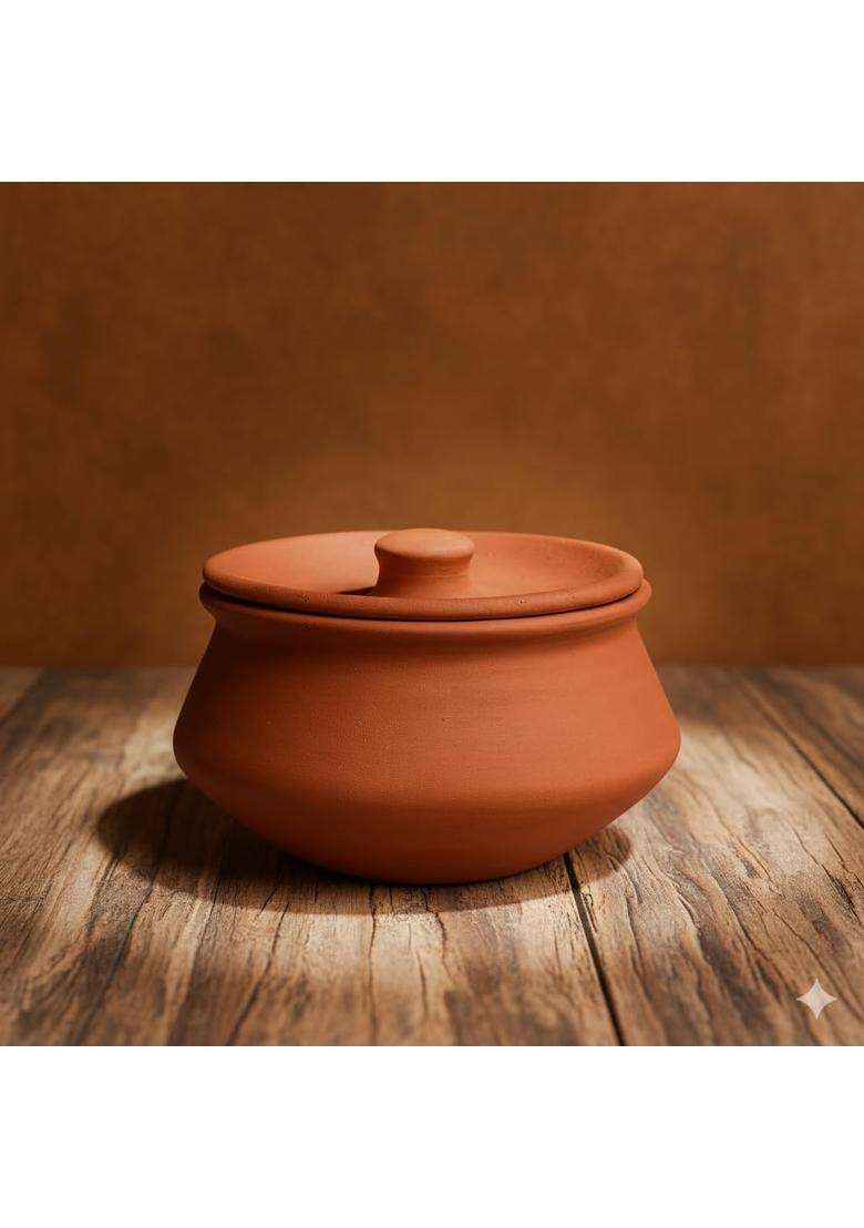 SHRIYAM CRAFT Terracotta Clay Pot with Lid for Curd | 500 ml | 16.9 fl oz | Handcrafted - Indya