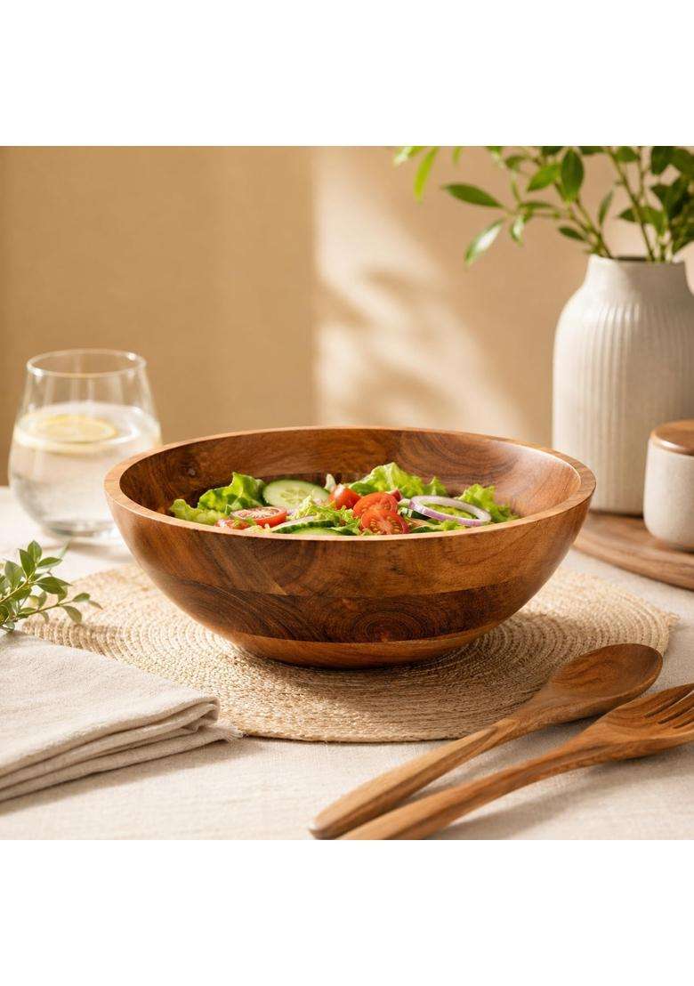 AANYA HOME CRAFT Aanya Homecraft Acacia Wooden Salad Bowl | 10 cm | 3.9 Inch - Indya