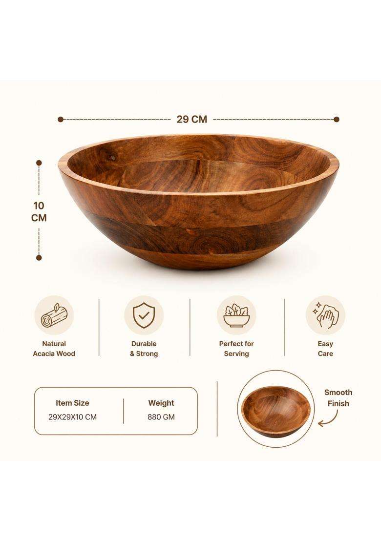 AANYA HOME CRAFT Aanya Homecraft Acacia Wooden Salad Bowl | 10 cm | 3.9 Inch - Indya