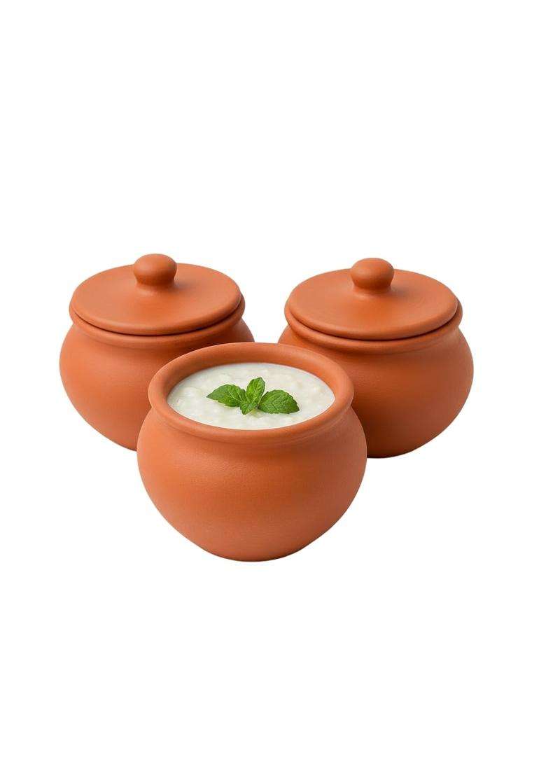 Clay Root Handmade Terracotta Clay Curd Pot with Lid | 500 ml | 16.9 fl oz - Indya