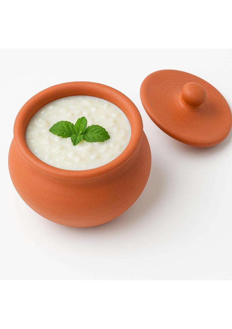 Clay Root Handmade Terracotta Clay Curd Pot with Lid | 500 ml | 16.9 fl oz - Indya