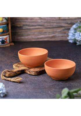 THE HANDICRAFTIAN Terracotta Dry Fruits Special Bowl Set | 200 ml | 6.8 fl oz | 2-Piece Set | Handcrafted