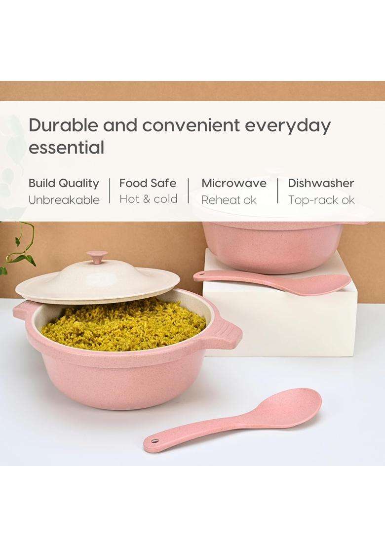 Eha Earth Friendly Serving Bowls with Lid | 2500 ml | 84.5 fl oz | 2-Piece Set | Microwave Safe - Indya