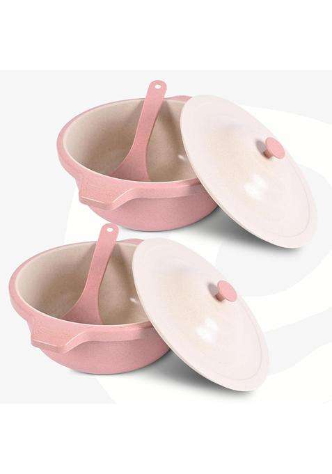 Eha Earth Friendly Serving Bowls with Lid | 2500 ml | 84.5 fl oz | 2-Piece Set | Microwave Safe