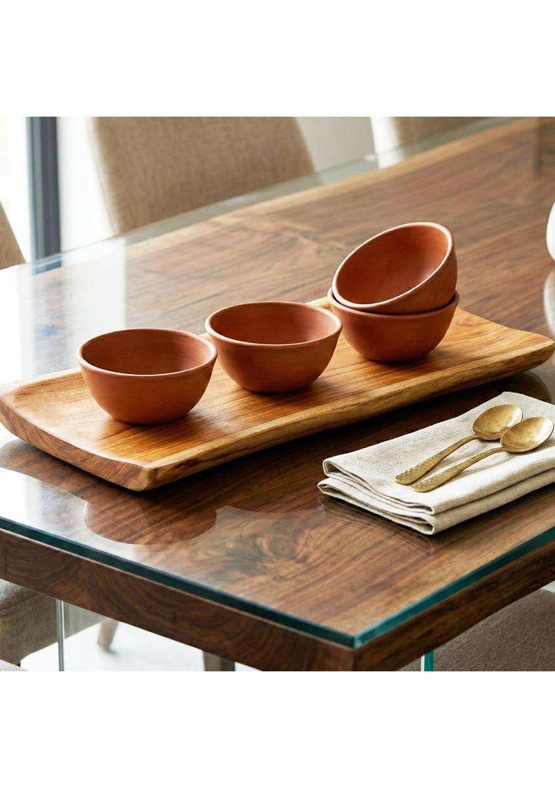 KALAKRITI Rustic Terracotta Ceramic Serving Bowl | 200 ml | 6.8 fl oz | Microwave Safe - Indya