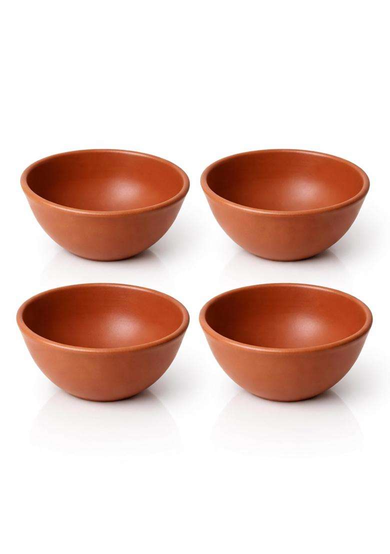 KALAKRITI Rustic Terracotta Ceramic Serving Bowl | 200 ml | 6.8 fl oz | Microwave Safe - Indya