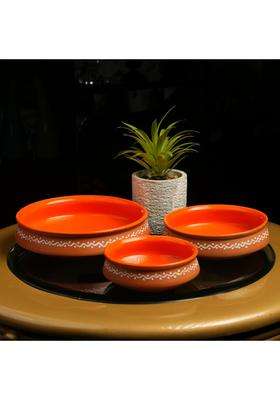 Caffeine Ceramic Handmade Brown Terracotta Serving Bowl | 500 ml | 16.9 fl oz | 3-Piece Set