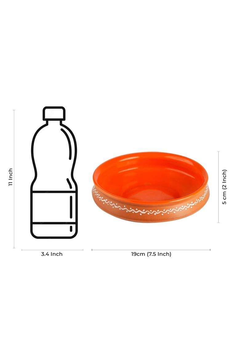 Caffeine Ceramic Handmade Brown Terracotta Serving Bowl | 500 ml | 16.9 fl oz | 3-Piece Set - Indya