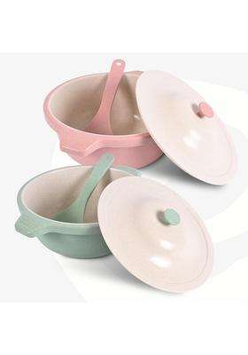 Eha Earth Friendly Serving Bowls with Lid | 2500 ml | 84.5 fl oz | 2-Piece Set | Microwave Safe