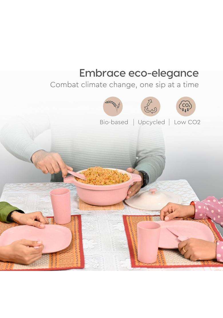 Eha Earth Friendly Serving Bowls with Lid | 2500 ml | 84.5 fl oz | 2-Piece Set | Microwave Safe - Indya