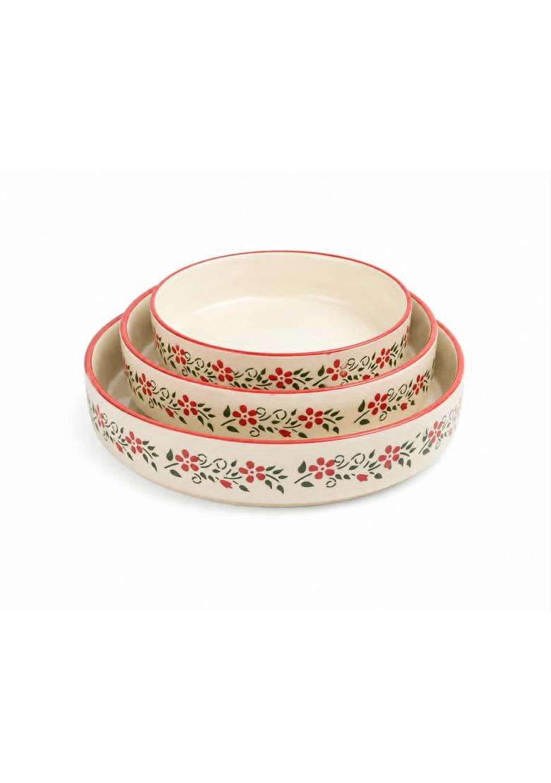 Lupaava Ceramic Bowls and Salad Tray for Serving Bowl Snacks Bowl Microwave Safe Bowls | 3-Piece Set - Indya