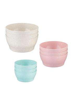 Solimo Amazon Brand Solimo Eco-Friendly Biocomposite Mixing Bowl Set | 300 ml | 10.1 fl oz | 9-Piece Set | Dishwasher Safe | BPA Free | Microwave Safe