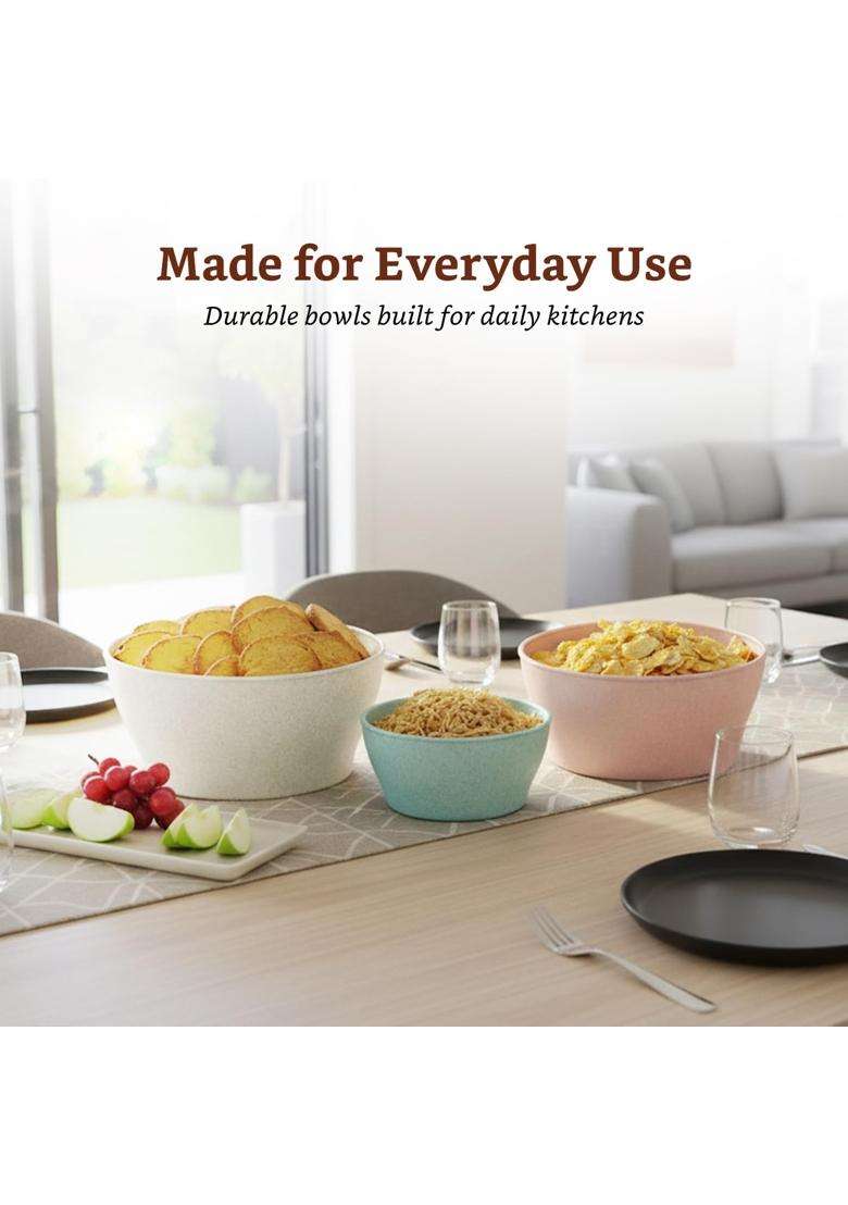 Solimo Amazon Brand Solimo Eco-Friendly Biocomposite Mixing Bowl Set | 300 ml | 10.1 fl oz | 9-Piece Set | Dishwasher Safe | BPA Free | Microwave Safe - Indya