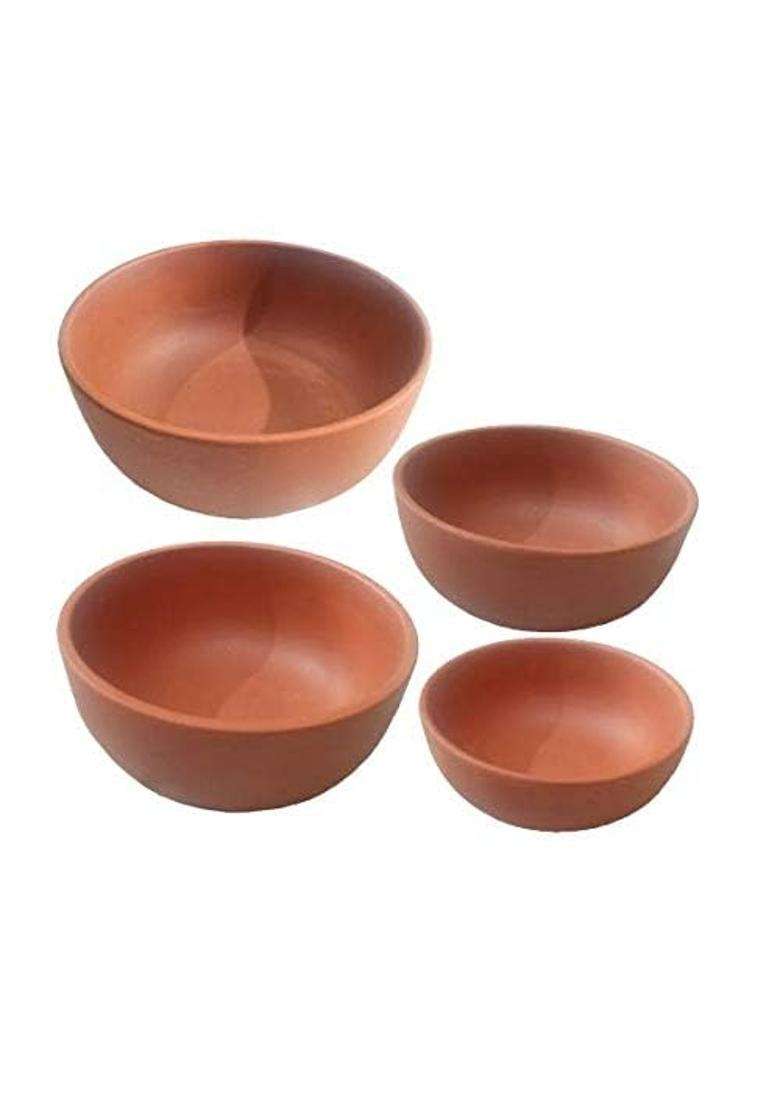Bhanvi Earthen Gallery Stylish and Unique Terracotta Clay Dessert Bowl Soup Dessert | 500 ml | 16.9 fl oz - Indya