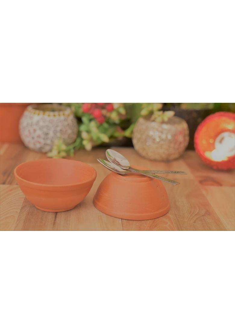 SHRIYAM CRAFT Shriyam Clay Sweet Bowels Katori Serving Bowl Earthenware Bowl for Serving | 2-Piece Set - Indya