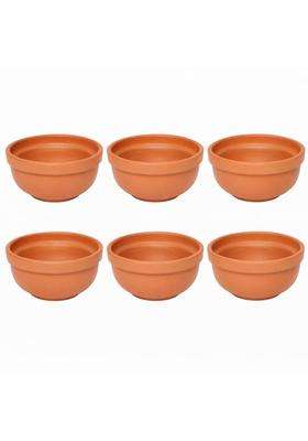 KSI Terracotta Bowl Set Handmade Clay Bowls B-6 Size Natural Earthen Serveware | Pack of 6 | Non-Toxic