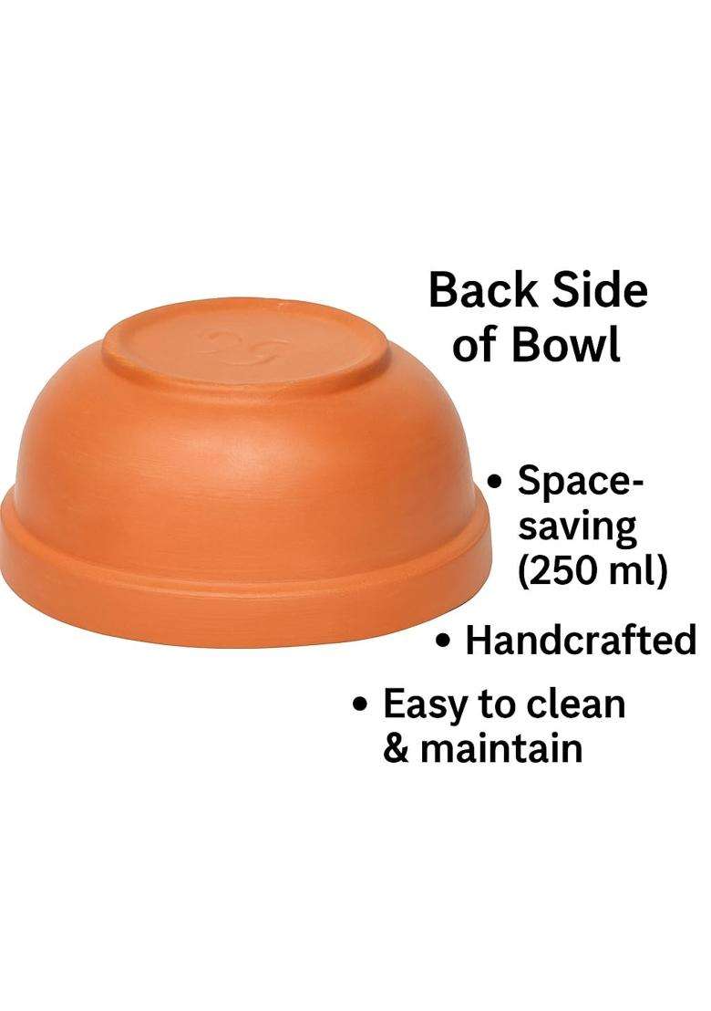 KSI Terracotta Bowl Set Handmade Clay Bowls B-6 Size Natural Earthen Serveware | Pack of 6 | Non-Toxic - Indya