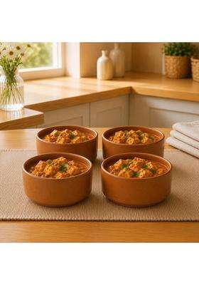 KALAKRITI Rustic Terracotta Ceramic Serving Bowl | 200 ml | 6.8 fl oz | Pack of 4 | Microwave Safe