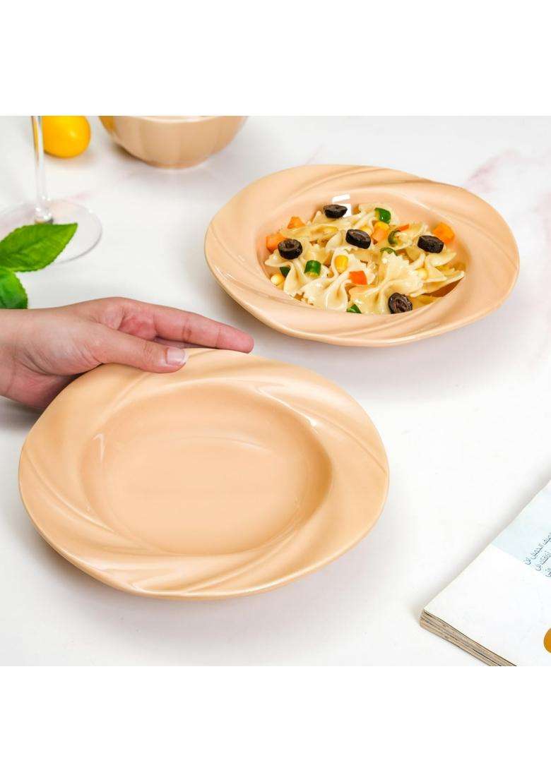 Nestasia Ceramic Pasta Plates | 300 ml | 10.1 fl oz | 2-Piece Set | Dishwasher Safe | Microwave Safe - Indya