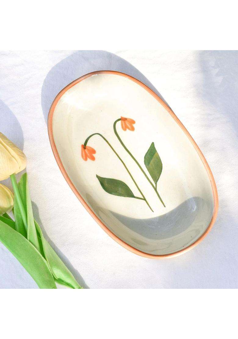 QSHI Studio Ceramic Oval Serving Bowl | Handcrafted | Microwave Safe - Indya