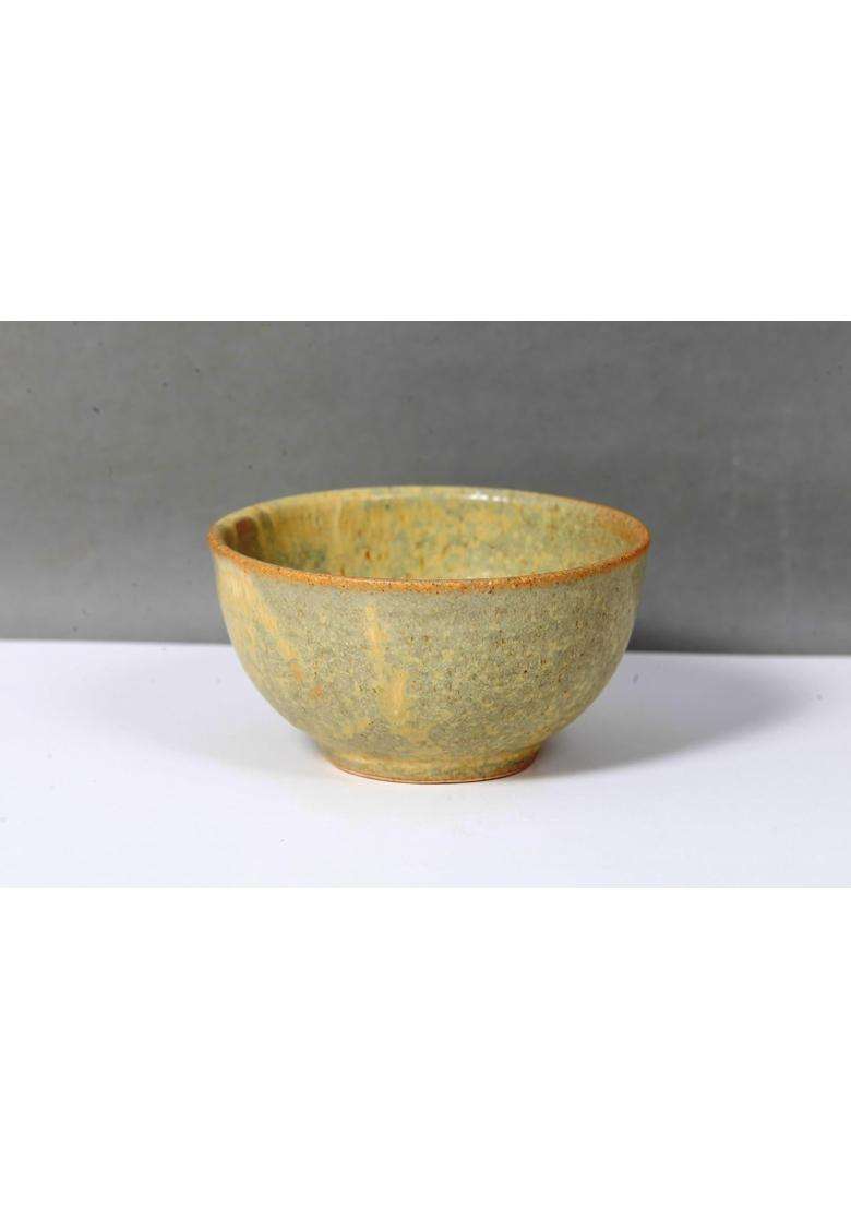 KALAKRITI Studio Pottery Ceramic Matte Yellowish Bowl | 200 ml | 6.8 fl oz | 10 cm | 3.9 Inch - Indya