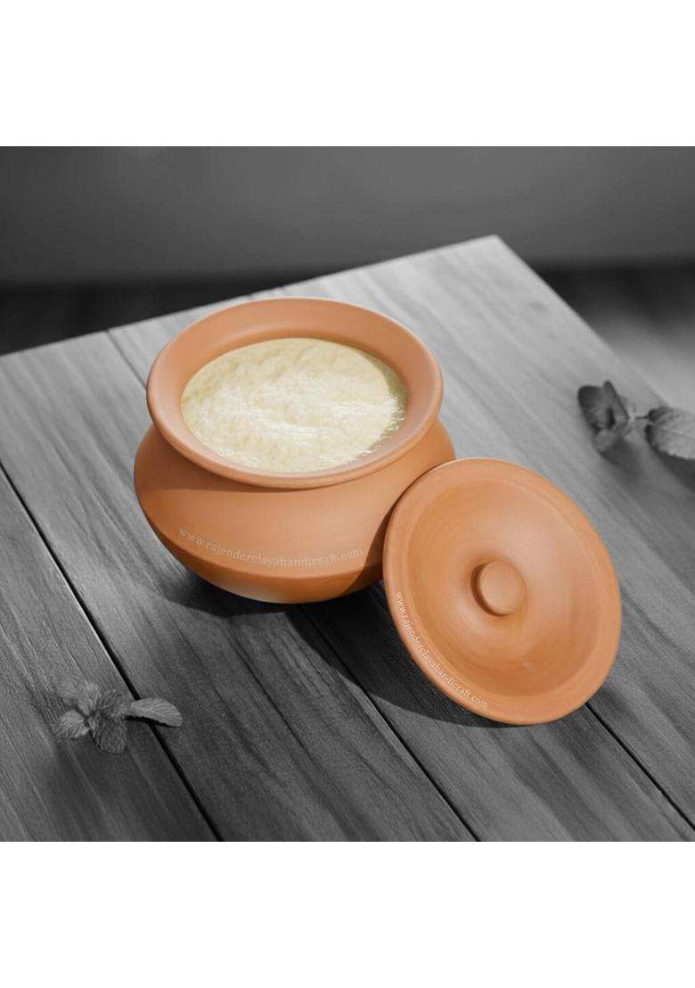 RAJENDER CLAY HANDICRAFT Dahi Handi Curd Pot | 1 L | 1.1 Qt | Non-Toxic | Handcrafted - Indya