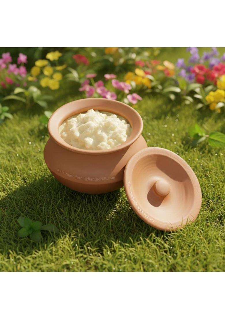 RAJENDER CLAY HANDICRAFT Dahi Handi Curd Pot | 1 L | 1.1 Qt | Non-Toxic | Handcrafted - Indya