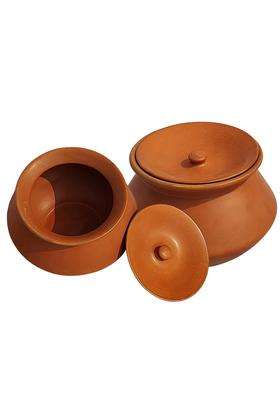 Pure Source India Clay Dahi Handy Curd Pot with Lid