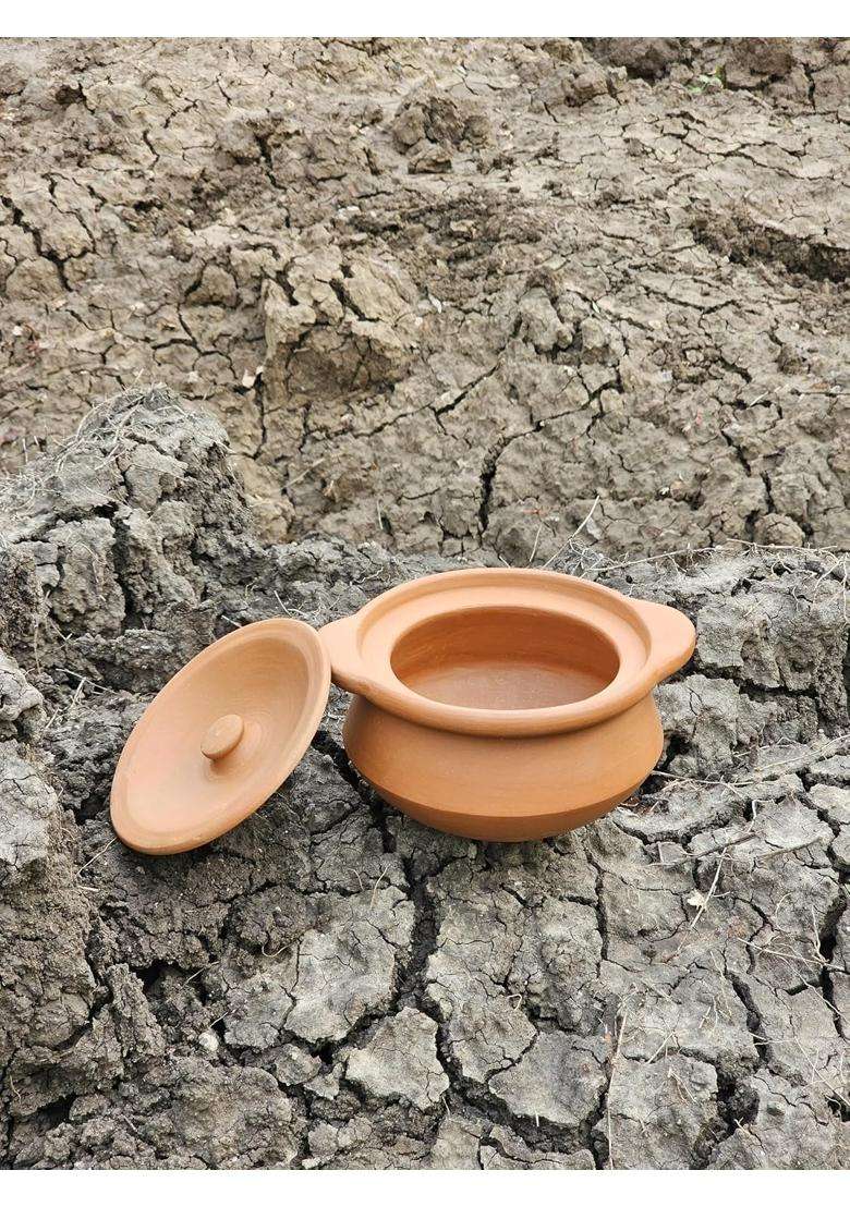 RAJENDER CLAY HANDICRAFT Kabutari Dahi Handi | 2 L | 2.1 Qt | Handcrafted - Indya