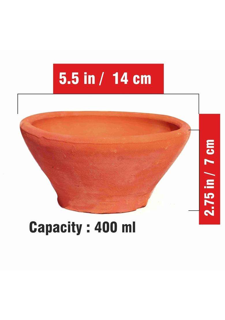 Pure Source India Natural Clay Dahi Handi Mitti Handi Curd Pot Without Lid | 400 ml | 13.5 fl oz - Indya
