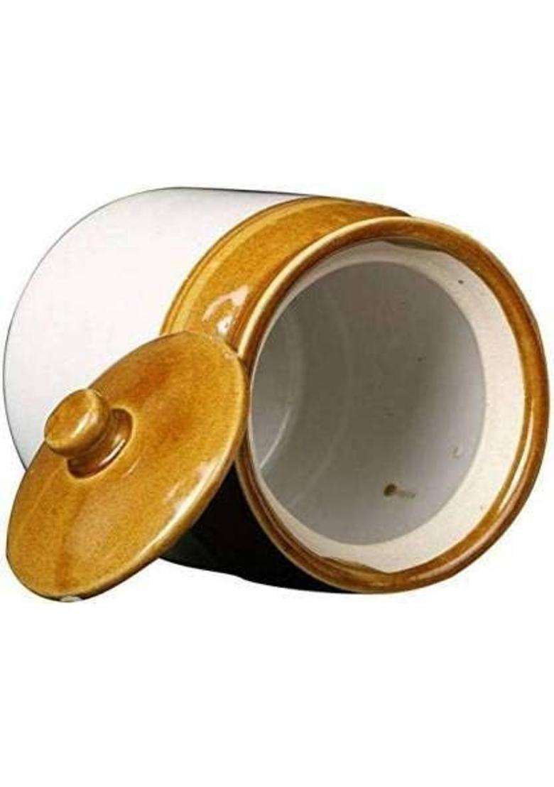 SHRIYAM CRAFT Ceramic Pickle Jar Set with Lid | 500 ml | 16.9 fl oz | 2-Piece Set - Indya