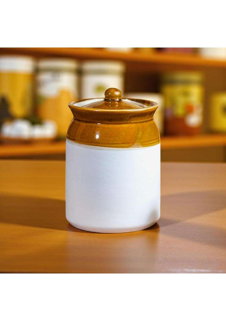 ClayStone Ceramic Achaar Jar | 3000 ml | 101.4 fl oz | Handcrafted | Food Safe - Indya