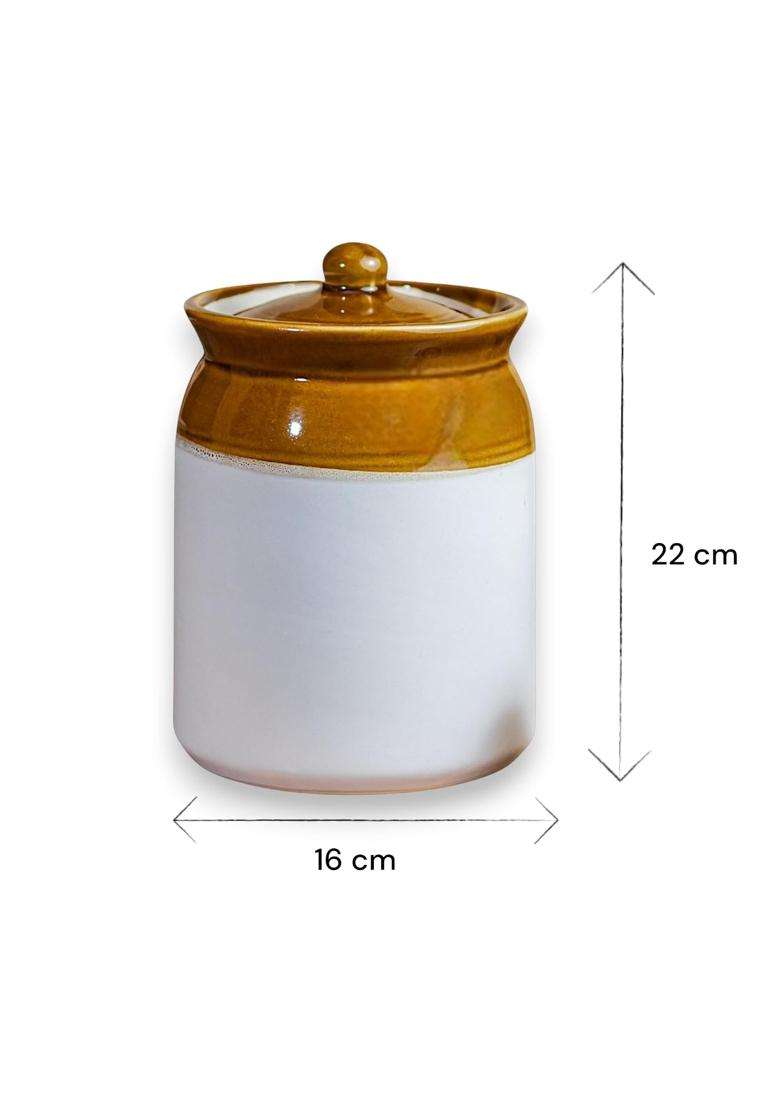 ClayStone Ceramic Achaar Jar | 3000 ml | 101.4 fl oz | Handcrafted | Food Safe - Indya