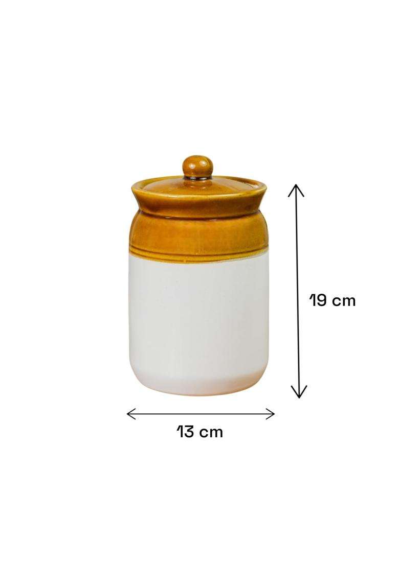 ClayStone Ceramic Achaar Jar | 2000 ml | 67.6 fl oz | Handcrafted | Food Safe - Indya