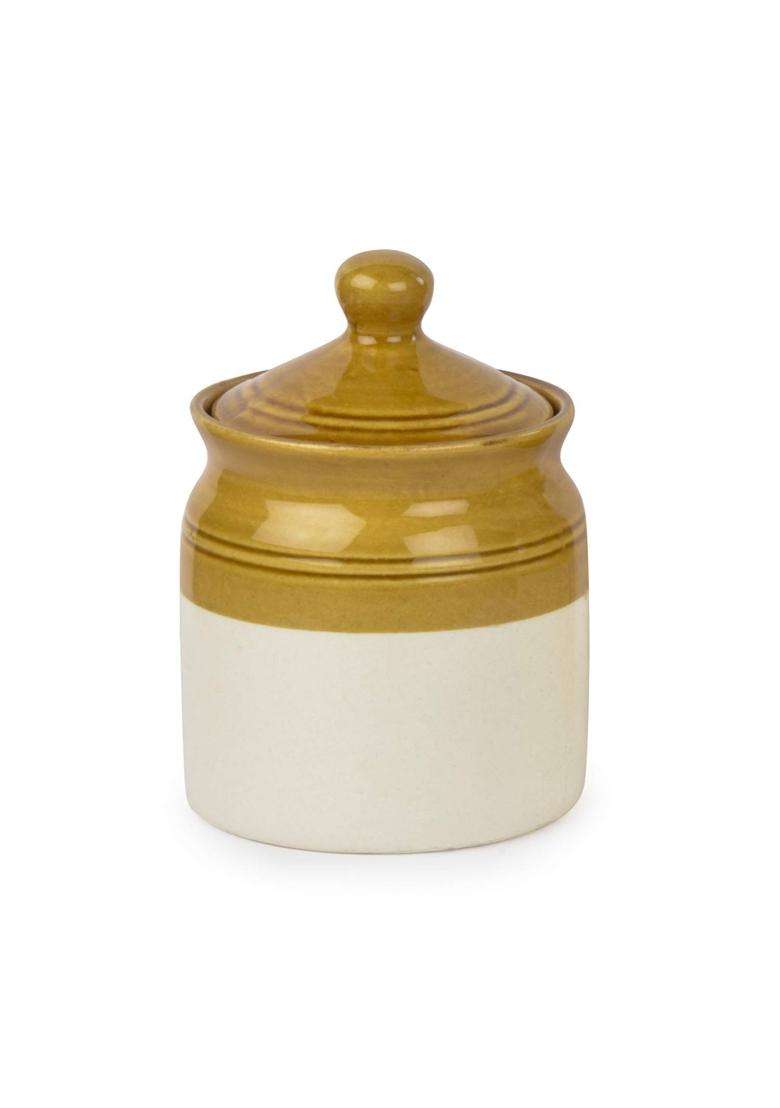 SHRIYAM CRAFTS Dining Table Pickle Jar Ceramic Jars Containers for Storage Hand Painted | 250 ml | 8.5 fl oz | Pack of 4 - Indya