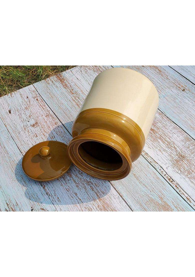 Pure Source India Ceramic Pickle Jar with Lid | 5000 ml | 169.1 fl oz - Indya