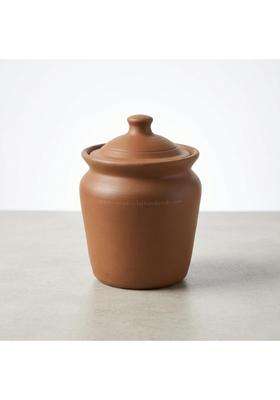 RAJENDER CLAY HANDICRAFT Premium Handmade Mitti Pickle Jar with Lid | 500 ml | 16.9 fl oz | Non-Toxic