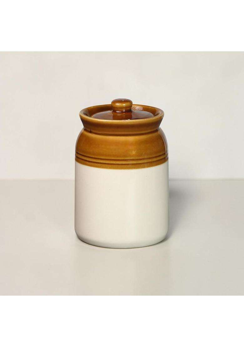 ClayStone Handmade Ceramic Martaban Storage Jar with Salt and Pepper Shakers | 2 L | 2.1 Qt - Indya