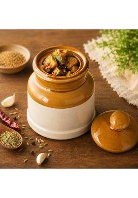 Pure Source India Ceramic Pickle Jar with Lid | 1000 ml | 33.8 fl oz