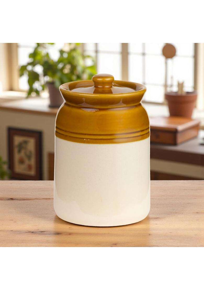 ClayStone Ceramic Achaar Jar Set | 2 L | 2.1 Qt | Pack of 2 - Indya
