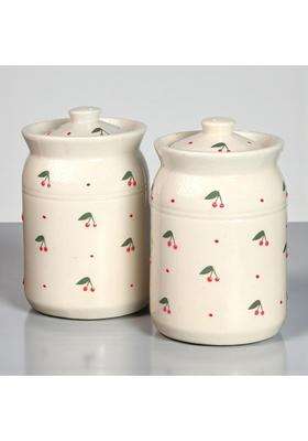 ClayStone Leechi Shaped Ceramic Storage Jar Set | 2000 ml | 67.6 fl oz | Pack of 2